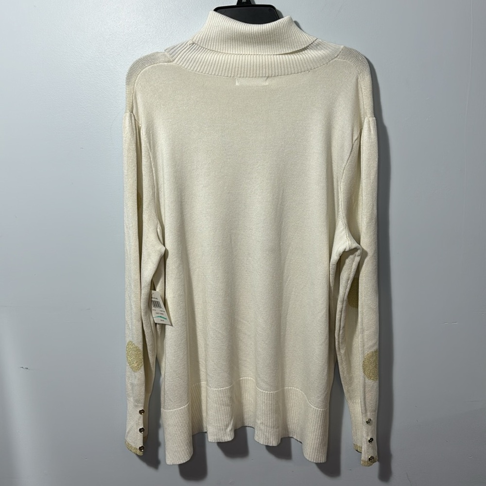 NWT Retrology Cream with Gold Polka Dots Turtleneck Sweater in Size 2X - Picture 7 of 10